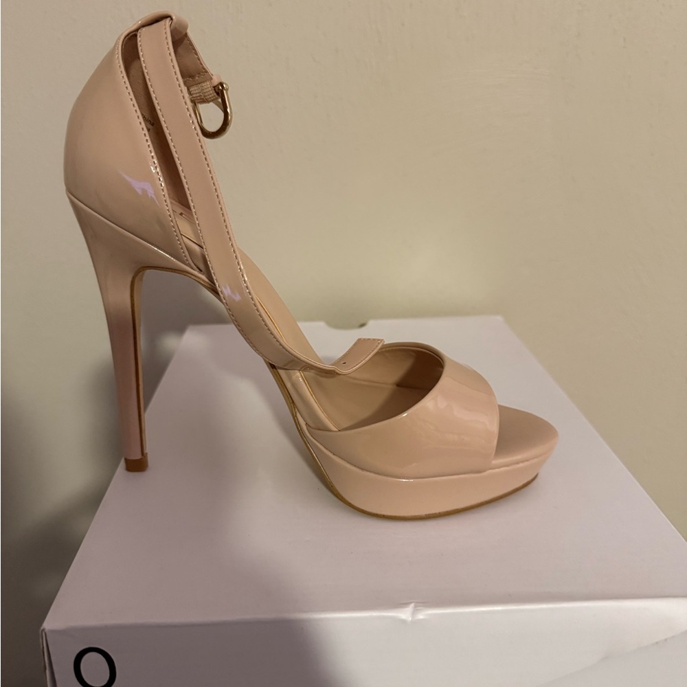 Aldo Nude Patent Leather Platform Stiletto Heels